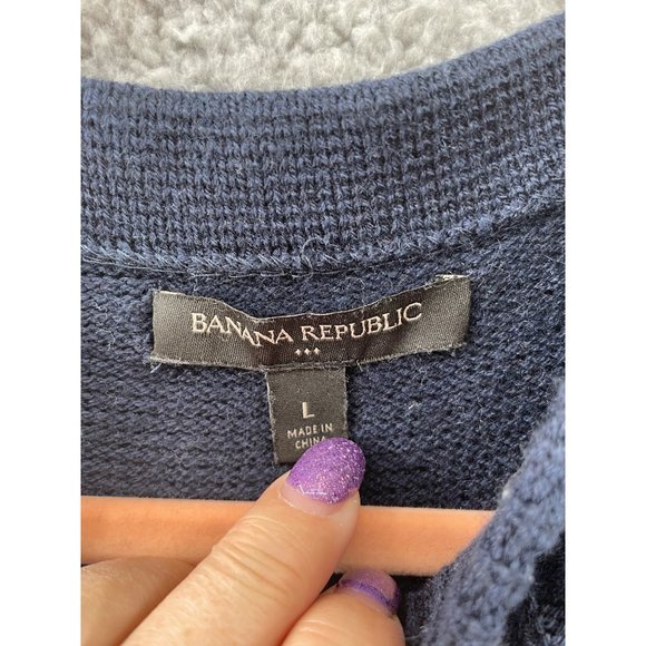 Banana Republic Boat Neck Sweater Blue Knitted Pullover Size Medium - Picture 8 of 11
